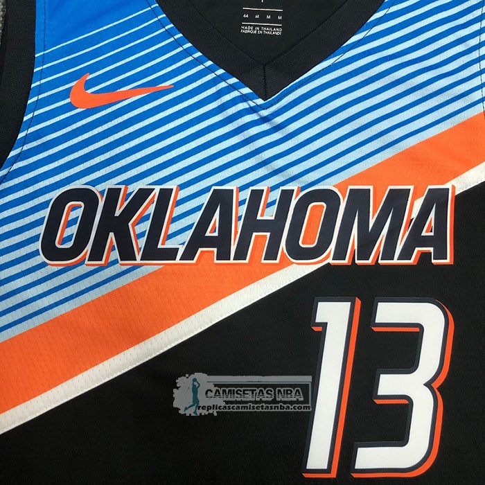 Camiseta Oklahoma City Thunder Paul George NO 13 Ciudad 2020-21 Negro